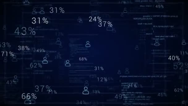 Global connection.People percentages.Looping Abstracte tekst code animation.Password coding.HUD technologische template.Blue — Stockvideo