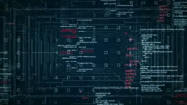 Looping Animación de código de texto abstracto.Codificación de contraseña, análisis. Plantilla tecnológica Hackers code.HUD. — Vídeo de stock