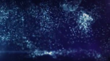 Güzel dönen, dalgalı parçacıklar. Mavi. Soyut parçacıklar fırtına arkaplanı..