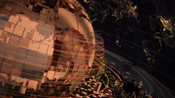 Globe Earth.World.Трансляция Вращение Земли. Мировая карта 3D интро. — стоковое видео