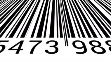 Barkod HUD giriş analizi. Paralel çizgiler ve rakamlar canlandırma.