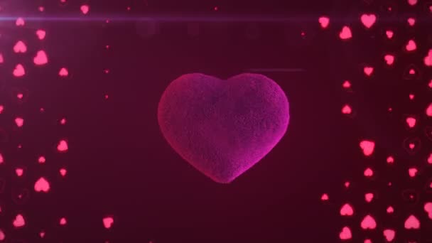 Slå plysch Hjärta med chockvågor sömlös animation.love valentiner hjärta slå. — Stockvideo
