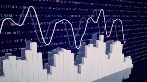 Smyčka Abstrakt Stock Market 3D Bar, abstraktní indikátor čára a Citáty animace na pozadí.type 2 — Stock video