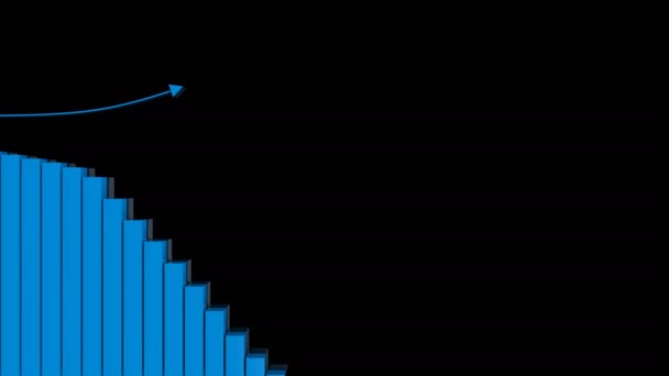 PNG Alpha.Bar chart with growing arrow.Business stock charts and graphics.Stock market — 图库视频影像