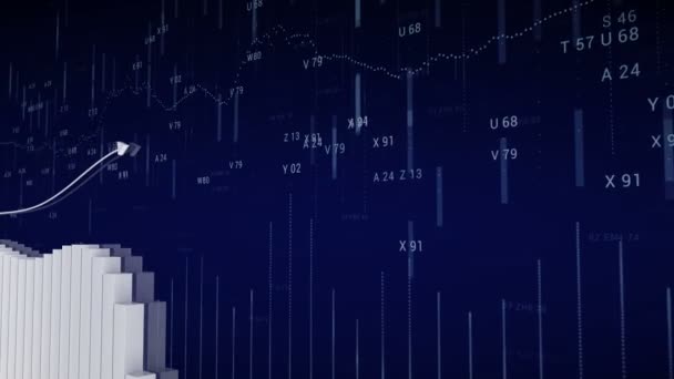 Gráfico de barras con flechas crecientes.Gráficos y gráficos de stock de negocios.Mercado de calcetines — Vídeos de Stock