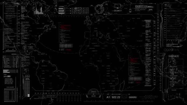 HUD template.HUD with map and digital data code.Futuristic Sci Fi UI background. — 图库视频影像
