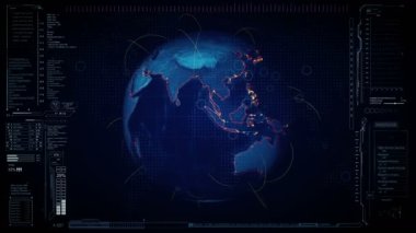 Haritada HUD, dünya. Dijital veri kodlu HUD..