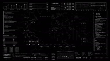Harita HUD şablonu. Harita ve dijital veri kodlu HUD. Gelecekçi Bilim Kurgu UI arkaplanı.