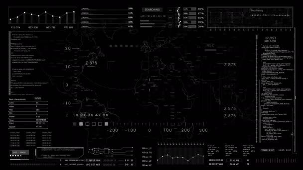 Map HUD template.HUD with map and digital data code.Futuristic Sci Fi UI background. — Stock Video