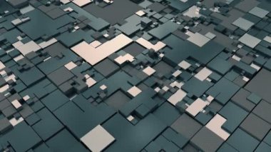 Teknolojik 3 boyutlu soyut küp arkaplan 3D kusursuz animasyon döngüsü. Izgara desenli küpler.