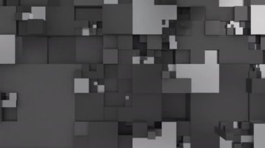 Teknolojik 3 boyutlu soyut küp arkaplan 3D kusursuz animasyon döngüsü. Izgara desenli küpler. Tip 2