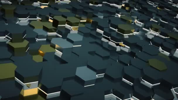 Looping 3D Hexagon bakgrund animation.Technological abstract 3D grafisk mall. — Stockvideo
