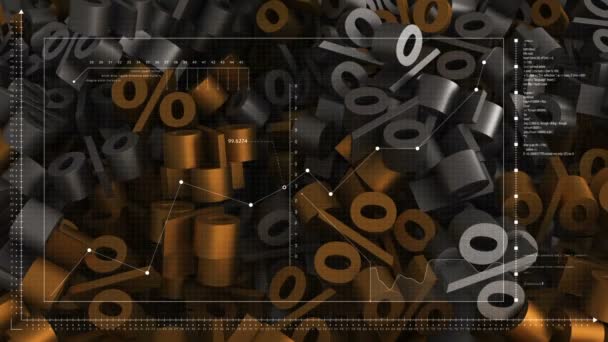 Percentagem de queda de fundo 3D e análise gráfica do mercado de ações. — Vídeo de Stock