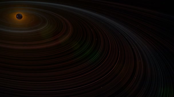 Saturn.Sci Fi cosmico tecnologico futuristico Sfondo HUD.Saturno circolare, anelli ellittici.ROSSO — Video Stock