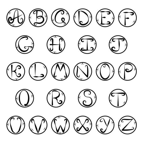 Alphabet-Symbole im Kreis. — Stockvektor