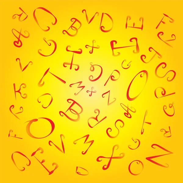 Blandade alfabet gul bakgrund. — Stock vektor