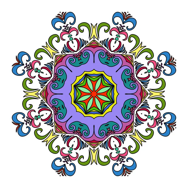 Színes kézzel rajzolt Mandala, keleti díszítő elem, Vintage stílusú. — Stock Vector
