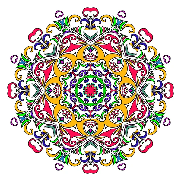 Színes kézzel rajzolt Mandala, keleti díszítő elem, Vintage stílusú. — Stock Vector