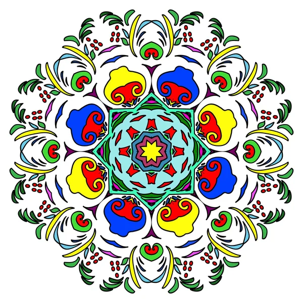 Mandala dibujado a mano colorido, elemento decorativo oriental, estilo vintage . — Vector de stock