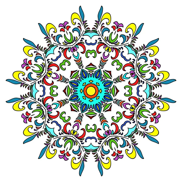 Színes kézzel rajzolt Mandala, keleti díszítő elem, Vintage stílusú. — Stock Vector