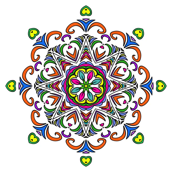 Színes kézzel rajzolt Mandala, keleti díszítő elem, Vintage stílusú. — Stock Vector