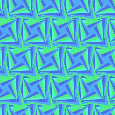 Sorunsuz poligonal model mavi ve yeşil. Geometrik arka plan. Tekstil, kumaş ve ambalaj için uygun