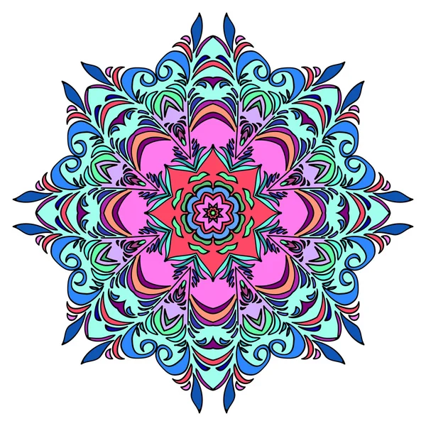 Renkli elle çizilmiş Mandala, oryantal dekoratif unsur, Vintage tarzı.