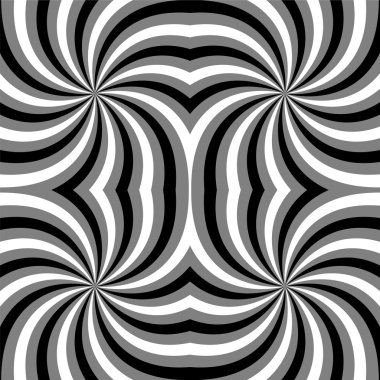 Dikişsiz Poligonal Monokrom Spiral Desen. Geometrik Soyut Arka Plan. Tekstil, kumaş ve ambalaj için uygundur