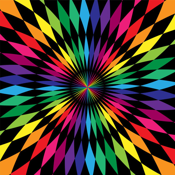 Красочный многоугольный узор. Рейнбоу и черные полоски на геометрическом фоне. Подходит для текстиля, ткани, упаковки и веб-дизайна
