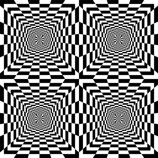 无缝的黑色和白色 Rectanguless 由中心扩张。视错觉的角度来看。适用于 Web 设计. — 图库矢量图片
