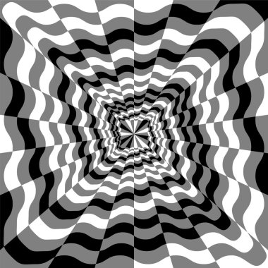 Tek renkli dalgalı spiraller Merkezi'nden genişletilmesi. Optik illüzyon perspektif ve hacim. Tekstil, kumaş, ambalaj ve web tasarımı için uygundur..