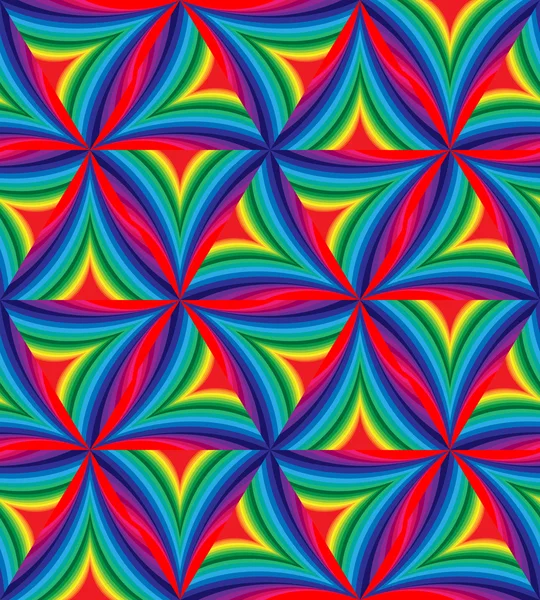 Jednolity wzór kolorowe paski zakrzywione trójkątów. Geometryczne streszczenie tło. Nadaje się do tekstylne, tkaniny, opakowania i web design — Wektor stockowy