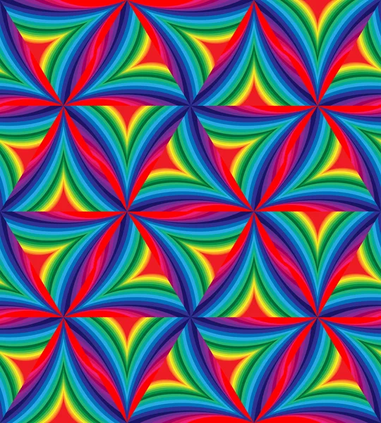 Dikişsiz desen renkli çizgili eğri üçgen. Geometrik arka plan. Tekstil, kumaş, ambalaj ve web tasarımı için uygundur.