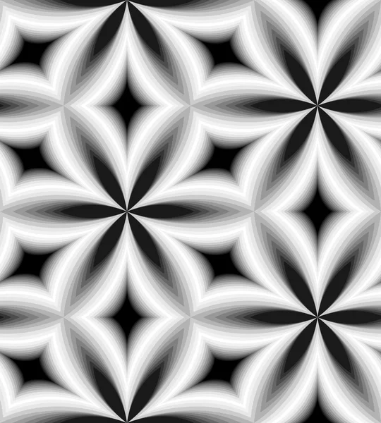 Naadloos monochroom patroon van gebogen diamanten. Geometrische abstracte achtergrond. Effect van het visuele volume. Geschikt voor textiel, stof, verpakking en webdesign. — Stockvector