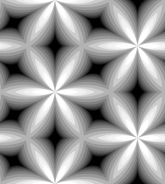 Naadloos monochroom patroon van gebogen diamanten, zacht glinsterend van donker naar licht. Effect van het visuele volume. Geometrische abstracte achtergrond. Geschikt voor textiel, stof, verpakking en webdesign. — Stockvector