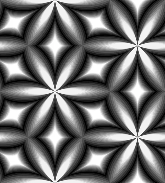 Naadloos monochroom patroon van gebogen diamanten. Geometrische abstracte achtergrond. Effect van het visuele volume. Geschikt voor textiel, stof, verpakking en webdesign. — Stockvector