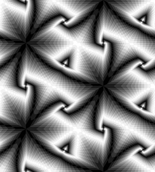 深さとボリュームの錯覚を作成するシームレスなモノクロ多角形幾何学的パターン優しくきらめく光から暗い色調、センターに向かって減少するには. — ストックベクタ