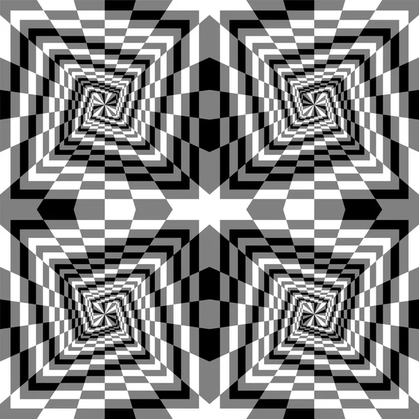 Seamless Black, White and Grey Spirals of the Rectangles Expanding from the Center. Optical Illusion of Perspective. Suitable for Web Design. — Stock Vector