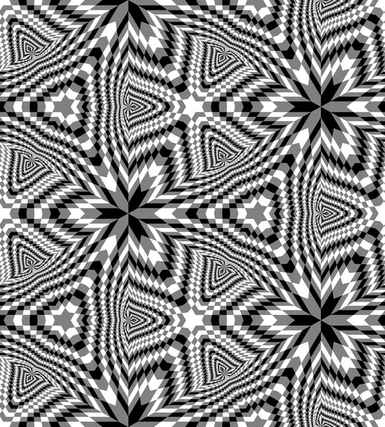 Naadloze monochroom veelhoekige geometrische patroon. De rechthoeken die naar het midden dalen, creëren de illusie van diepte en volume. Geschikt voor textiel, stof, verpakking en webdesign. — Stockvector