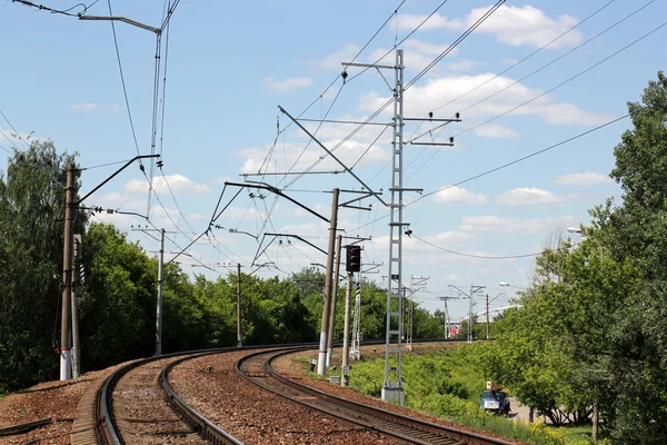 Rails die zich in de verte uitstrekken — Stockfoto