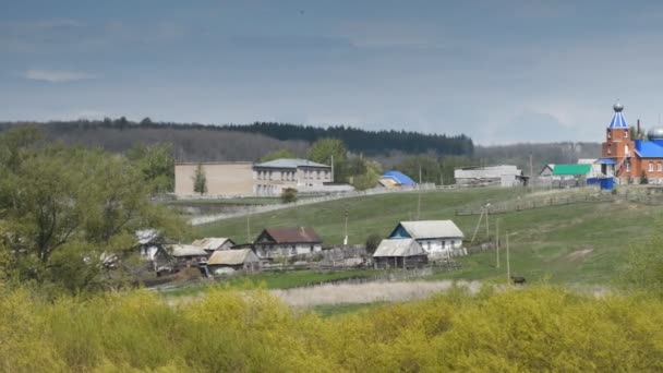 Dorf auf dem Hintergrund des Waldes — Stockvideo