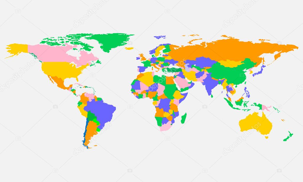 Colorful World Map With Countries In Vector Design Premium Vector In