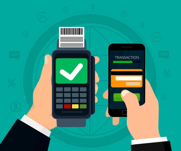 Pojetí Mobilního Bankovnictví Elektronického Obchodu Obchodní Pojetí Mobilních Plateb Digitální — Stockový vektor