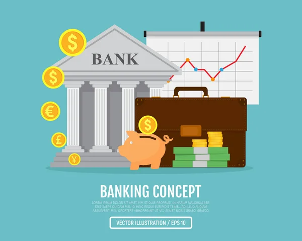 Banner Web Negócios Conceito Bancário Ilustração Vetorial Design Plano Eps — Vetor de Stock