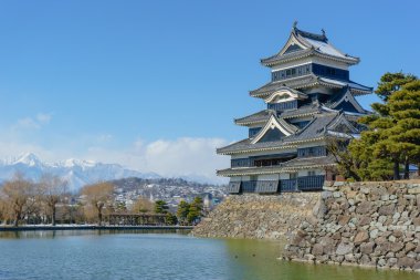 Kışın, Nagano, Japonya Matsumoto geleneksel Kalesi tutun