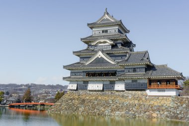 Kışın, Nagano, Japonya Matsumoto geleneksel Kalesi tutun