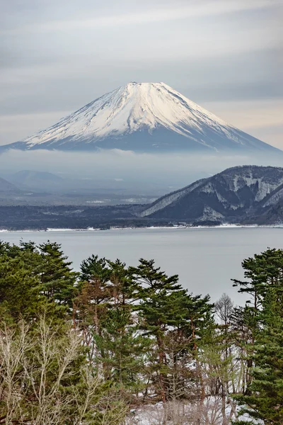 Güzel Fuji Dağı kış aylarında beş huzurlu lake oluştururlar. Japonya