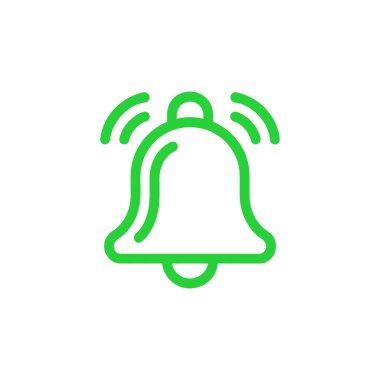 Beyaz arkaplanda etkin bir uyarı veya ses olduğunu belirten zil simgesi