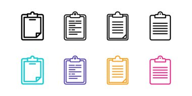 Görev yönetimi için çeşitli biçimlere ve renklere sahip pano simgeleri kümesi