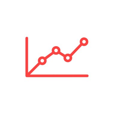 İş verilerinin görselleştirilmesi için kırmızı renkli dış hat simgesi yükselen bir çizgi grafiği gösteriyor